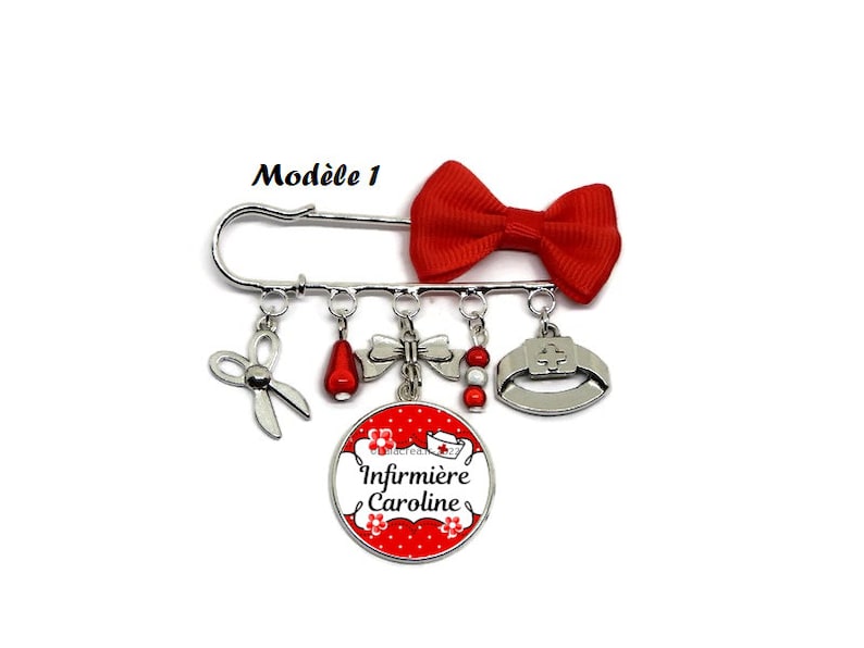 Your first name, your profession, your text, medical brooch to personalize, nurse brooch, caregiver brooch, ash brooch, or other Rouge modèle 1