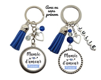 Votre prénom - Porte clés mamie, "Mamie d'amour forever" personnalisable au prénom de votre choix