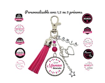 Your first name, personalized mom key ring, "A great mom", "Mom I love you madly", Mother's Day gift, 11 cabochons of your choice