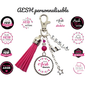 Porte clés AESH personnalisé, "Une AESH géniale", cadeau aesh, cadeau fin d'année scolaire