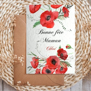 Carte à planter personnalisée, Bonne fête maman, carte ensemencée personnalisée, bonne retraite, carte de remerciement, texte de votre choix