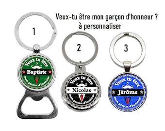 Votre prénom - Porte clés garçon d'honneur personnalisable, décapsuleur garçon d'honneur, "Veux-tu être mon garçon d'honneur"