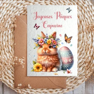 Carte à planter Joyeuses pâques, carte ensemencée personnalisée au texte de votre choix, anniversaire lapin de pâques, départ retraite