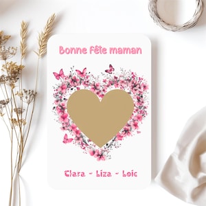 Carte à gratter bonne fête maman personnalisée, carte cadeau personnalisée, carte message caché, carte surprise fête des mères