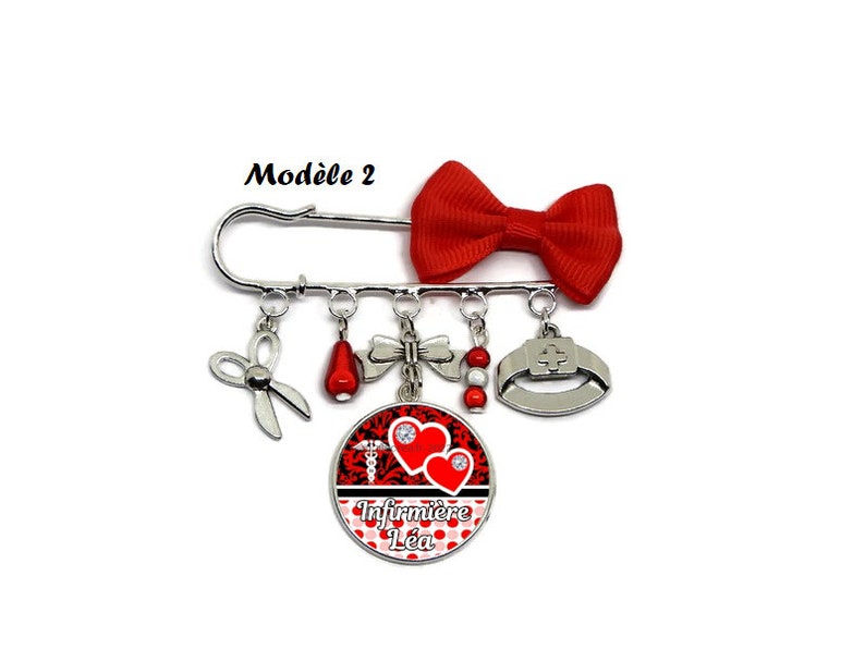 Your first name, your profession, your text, medical brooch to personalize, nurse brooch, caregiver brooch, ash brooch, or other Rouge modèle 2