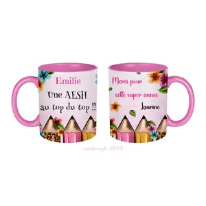 Votre prénom Mug Atsem personnalisé, maîtresse, Aesh, ou autre, Une Atsem au top du top, merci pour cette super année, cadeau personnalisé image 5