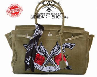 guns n roses broderie 45 cm army sac skull sac rock sac designer fait main forme inspiration haute couture skull sac army sac de voyage - scar fortnite taille reelle