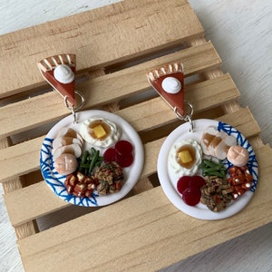 Miniature Thanksgiving Turkey Dinner with all the fixins Holiday Hostess Polymer Clay Statement Earrings image 2