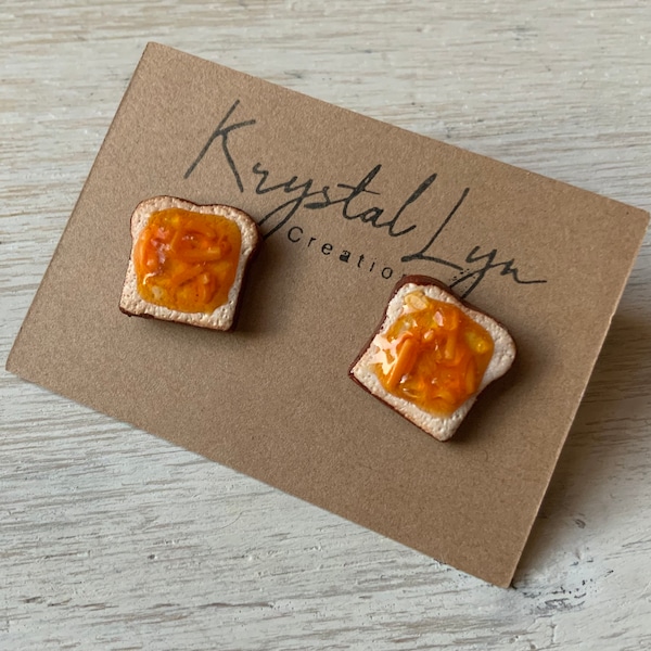 Miniature Toast with Orange Marmalade Stud Earrings