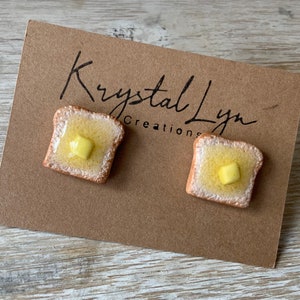 Miniature Toast with Melting Butter Stud Earrings