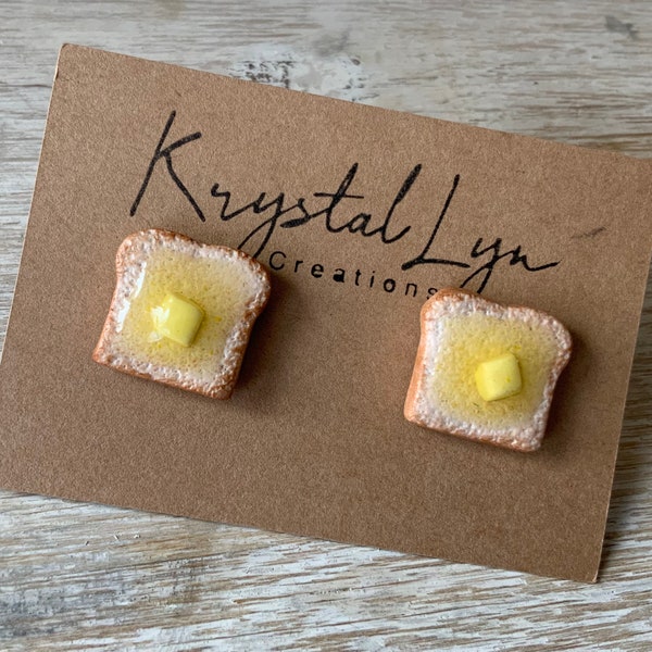 Miniature Toast with Melting Butter Stud Earrings