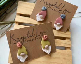 Christmas | Winter Miniature Gnome Polymer Clay Stud Earring