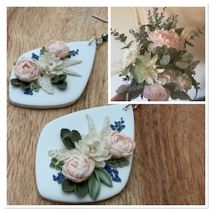 Custom Bridal Bouquet Handmade Polymer Clay Floral Drop Earrings