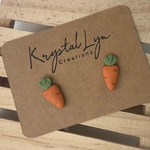 Handmade Polymer Clay Miniature Carrot Stud Earring Gift for Easter Basket