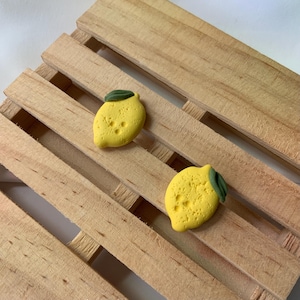 Textured Lemon Citrus Stud Earrings