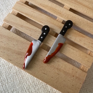 Bloody Knife Stud Earrings: Polymer Clay True Crime Jewelry