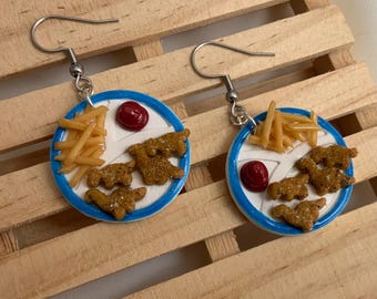 Handmade Polymer Clay Dino Nuggets Nostalgic Food Earring,