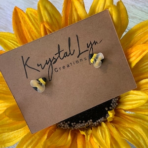 Micro, Bumble Bee, Springtime, Polymer Clay, Stud Earrings, gift for gardeners, bee lovers gift, Gift for her, gift for mom