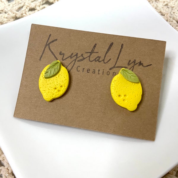 Textured Lemon Citrus Stud Earrings