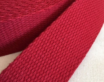 Sangle de sac, en 100 % coton, de couleur bordeaux, ou kaki, 30 mm de large, achetée en France, vendue au mètre