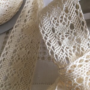 Cotton lace, from Le Puy, France, 40 mm in-between, ecru color, sold by the meter image 5