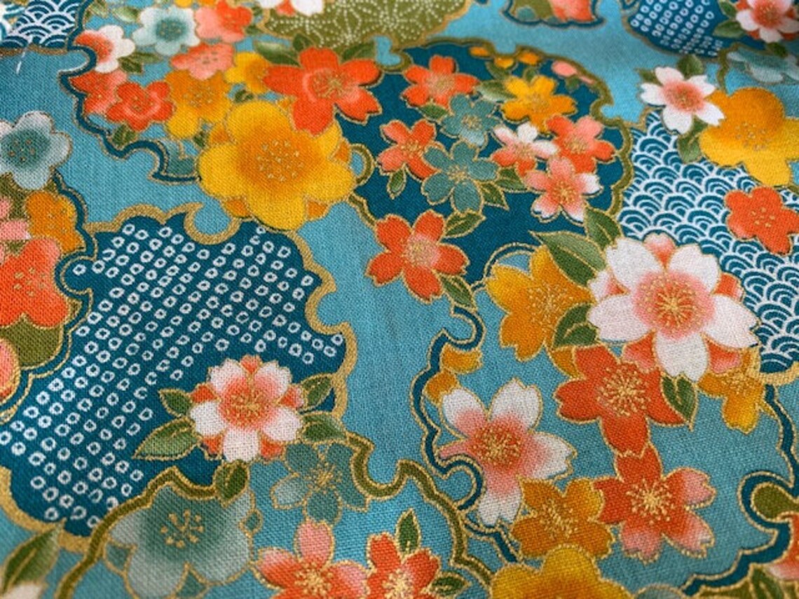 New Japanese fabric cotton Sevenberry traditional blue Etsy