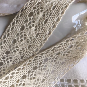 Cotton lace, from Le Puy, France, 40 mm in-between, ecru color, sold by the meter image 1