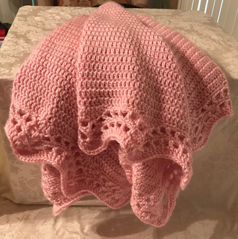 Baby Blanket Soft Scalloped Edge Crochet Etsy