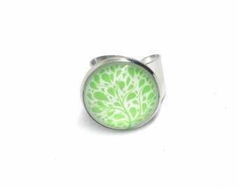 Fancy multicolored tree of life ring