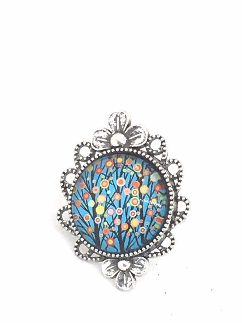 Fancy multicolored tree of life ring