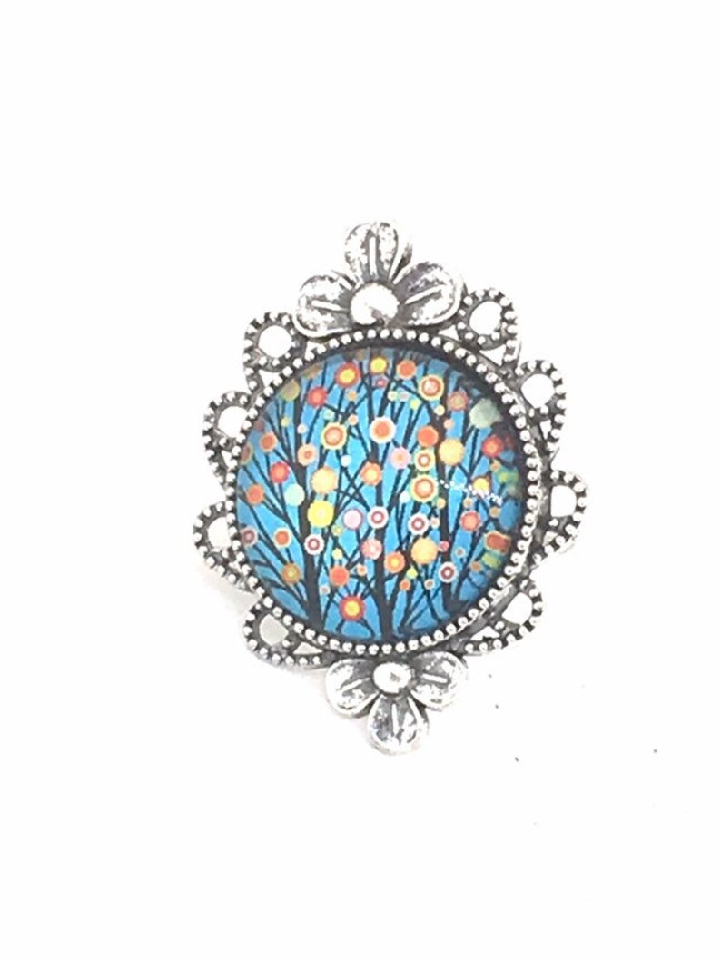 Fancy multicolored tree of life ring