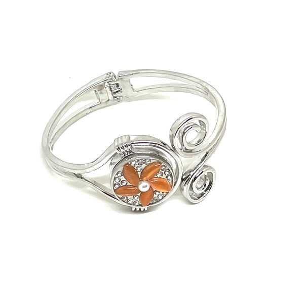 bracelet jonc snap fleur orange