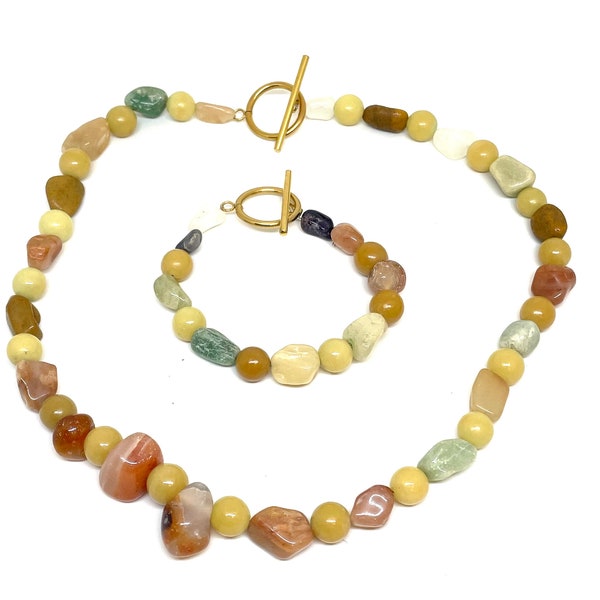 multi-colored stone jewelry set