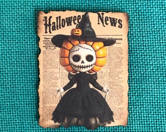Actualités Halloween - Sorcière | Aiguille de rappel en bois | Aide-mémoire