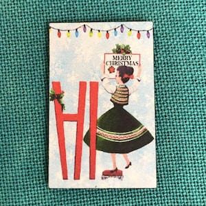 1950&#39;s Holiday 1 / Wooden Needle Minder / Cover Minder