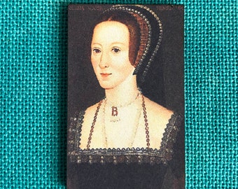 Ana Bolena - Esposa n.º 2 / Rey Enrique VIII / Sujetador de agujas de madera / Sujetador de tapas