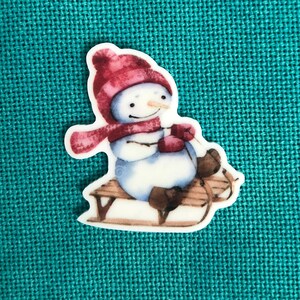 Sledding Snowman Needle Minder | Cover Minder