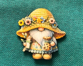 Planting Cookies - Spring Gnome | Wooden Needle Minder | Cover Minder