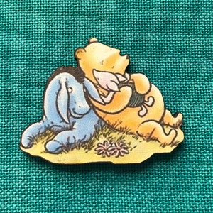 Lazy Trio - Pooh & Friends | Wooden Needle Minder | Cover Minder