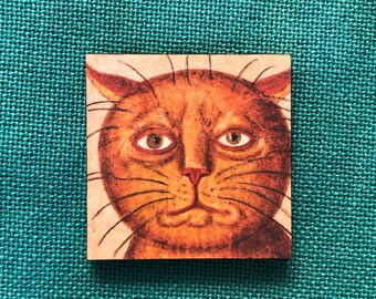 Medieval Cat #8 | Wooden Needle Minder | Cover Minder