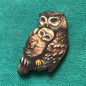 Mother & Baby Owl | Wooden Needle Minder | Cover Minder
