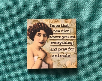 Eat Everything and Pray | Wooden Needle Minder | Cover Minder