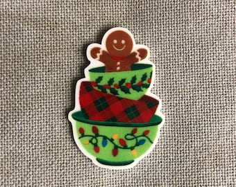 Gingerbread Man In Mixing Bowls | Needle Minder | Cover Minder