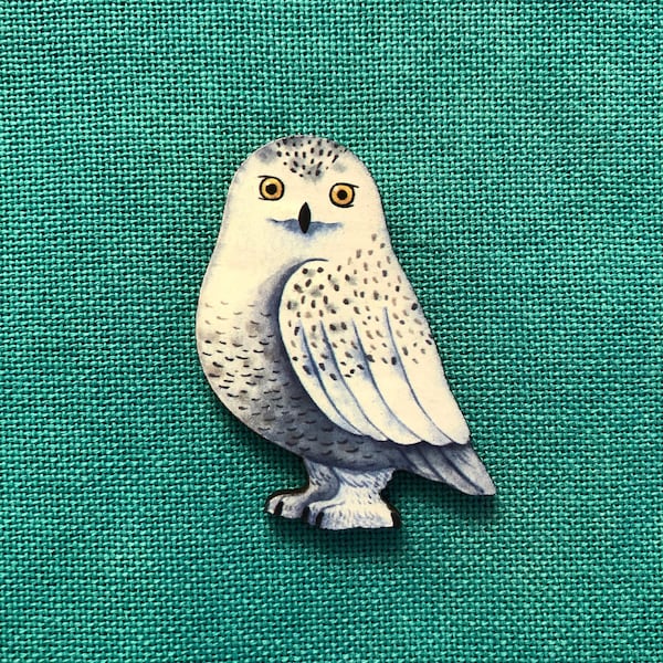 Winter White Owl | Wooden Needle Minder | Cover Minder