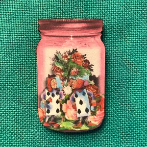Pintando Las Rosas / Mason Jar Wooden Needle Minder / Cover Minder