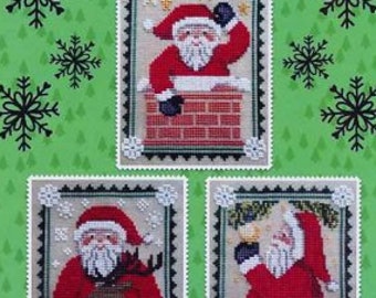 Santa Trio Cross Stitch Chart door Waxing Moon Designs