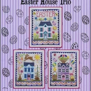 Easter House Trio Cross Stitch Chart by Waxing Moon Designs
