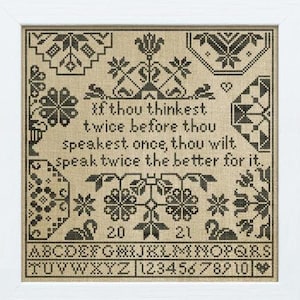 Think Twice | Modern Folk Embroidery | Cross Stitch Pattern