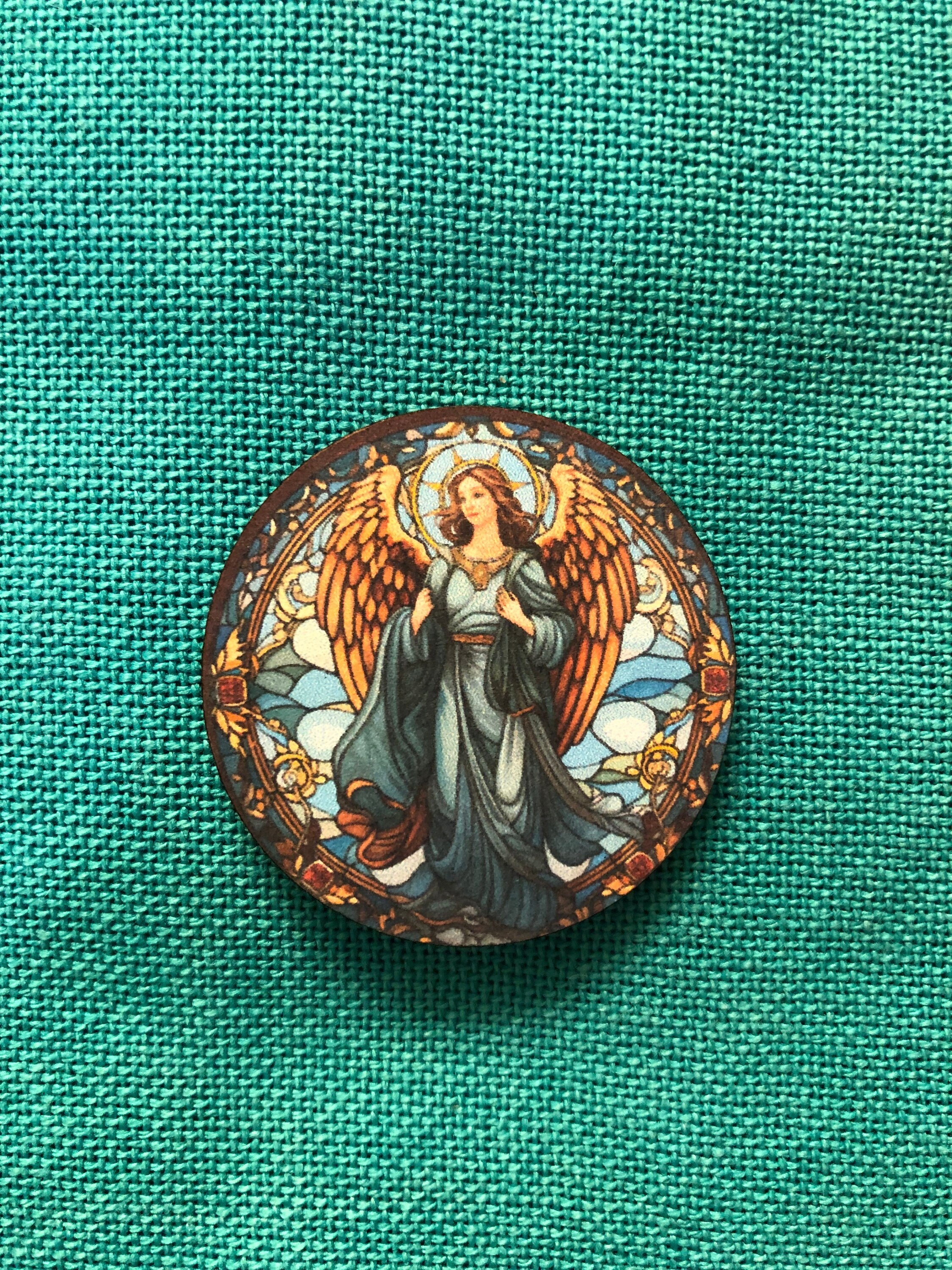 Staind Glass Angel | Wooden Needle | Minder Cover Minder