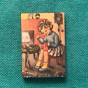 Costura junto al fuego / Organizador de agujas de madera / Organizador de tapas